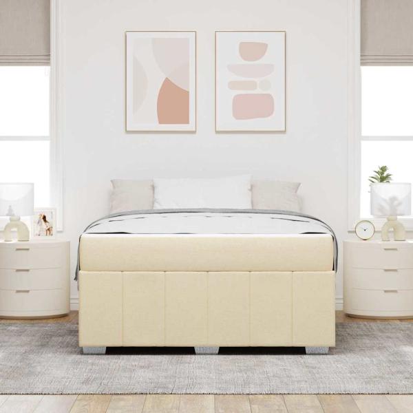 Bettgestell Creme 140 x 200 cm Stoff