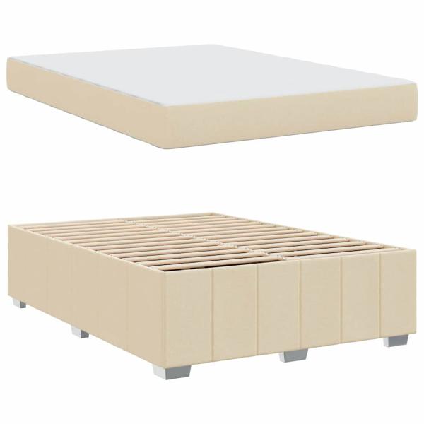 Bettgestell Creme 140 x 200 cm Stoff