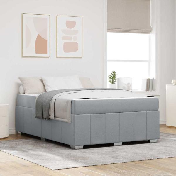 ARDEBO.de - Bettgestell Hellgrau 160 x 200 cm Stoff