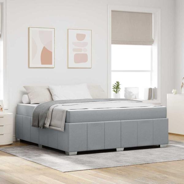 ARDEBO.de - Bettgestell Hellgrau 180 x 200 cm Stoff