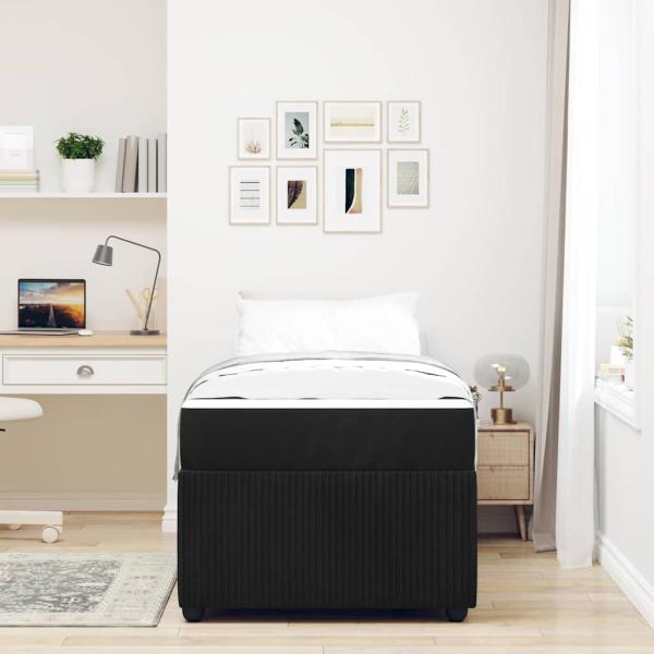 ARDEBO.de - Bettgestell mit Matratze Sonstiges Schwarz 90 x 190 cm Samt