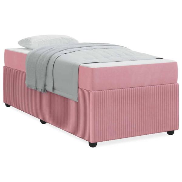 Bettgestell mit Matratze Sonstiges Rosa 90 x 190 cm Samt