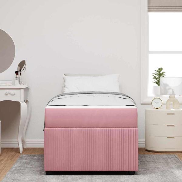 Bettgestell mit Matratze Sonstiges Rosa 90 x 190 cm Samt