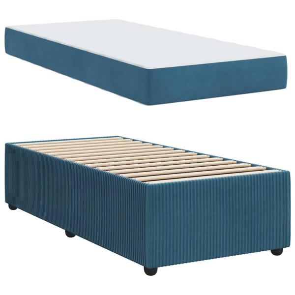 Bettgestell mit Matratze Sonstiges Blau 90 x 200 cm Samt