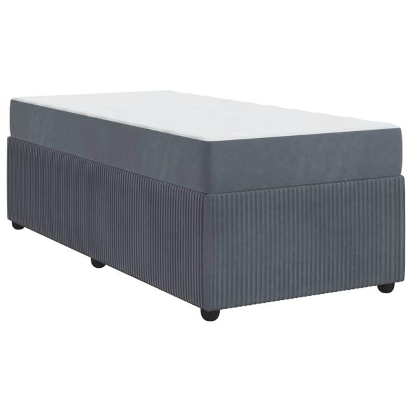 Bettgestell mit Matratze Sonstiges Dunkelgrau 100 x 200 cm Samt