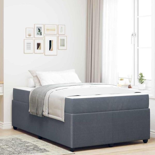 ARDEBO.de - Bettgestell mit Matratze Sonstiges Dunkelgrau 120 x 190 cm Samt