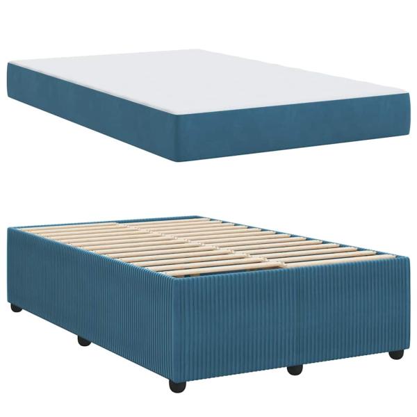 ARDEBO.de - Bettrahmen mit Matratze Blau 120 x 190 cm Stoff