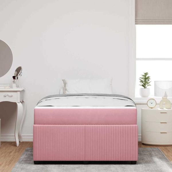Bettgestell mit Matratze Sonstiges Rosa 120 x 190 cm Samt