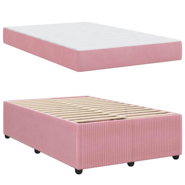Bettgestell mit Matratze Sonstiges Rosa 120 x 190 cm Samt