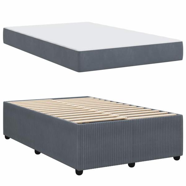 Bettgestell mit Matratze Sonstiges Dunkelgrau 120 x 200 cm Samt