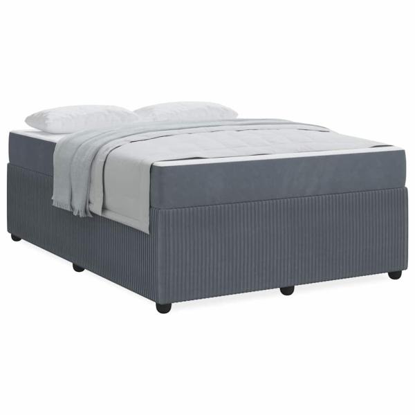 Bettgestell mit Matratze Sonstiges Dunkelgrau 140 x 200 cm Samt