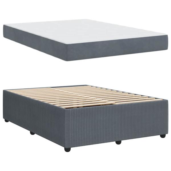 Bettgestell mit Matratze Sonstiges Dunkelgrau 140 x 200 cm Samt