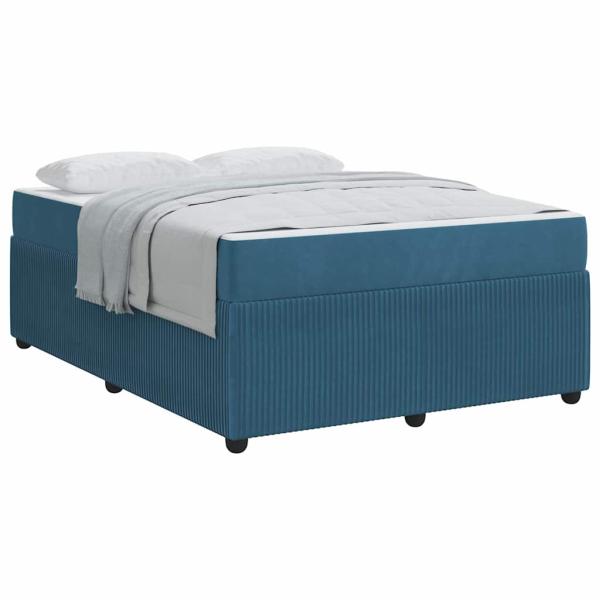 Bettgestell mit Matratze Sonstiges Blau 140 x 200 cm Samt