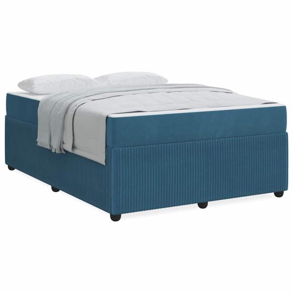 Bettgestell mit Matratze Sonstiges Blau 140 x 200 cm Samt