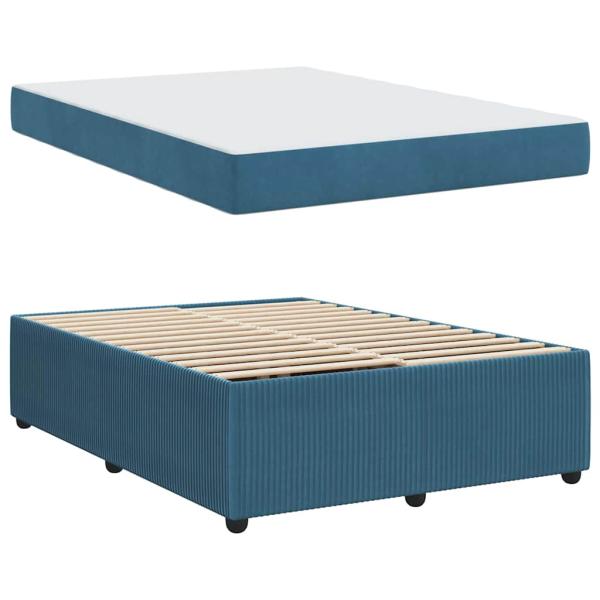 Bettgestell mit Matratze Sonstiges Blau 140 x 200 cm Samt