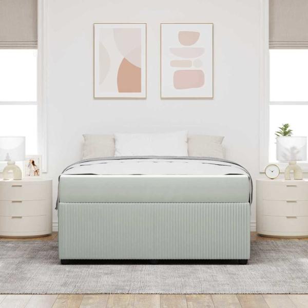 Bettgestell mit Matratze Sonstiges Hellgrau 160 x 200 cm Samt