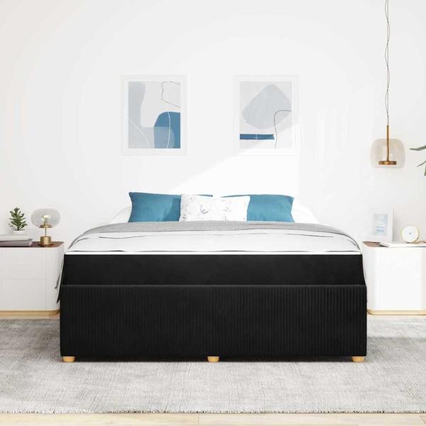 Bettgestell mit Matratze Sonstiges Schwarz 180 x 200 cm Samt