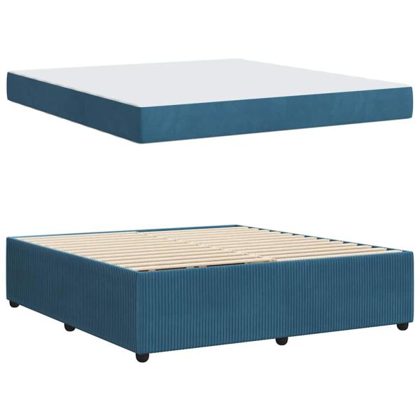 Bettgestell mit Matratze Sonstiges Blau 180 x 200 cm Samt