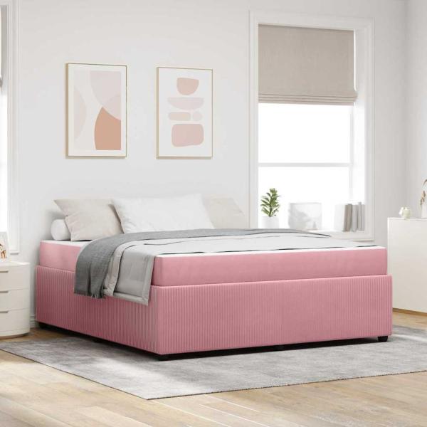 ARDEBO.de - Bettgestell mit Matratze Sonstiges Rosa 180 x 200 cm Samt