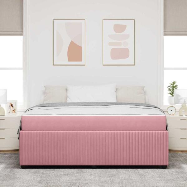 Bettgestell mit Matratze Sonstiges Rosa 180 x 200 cm Samt