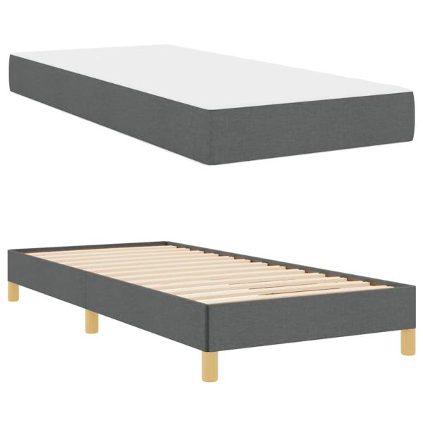 Boxspringbett Taupe, Braun 90 x 190 cm Stoff, Ingenieurholz