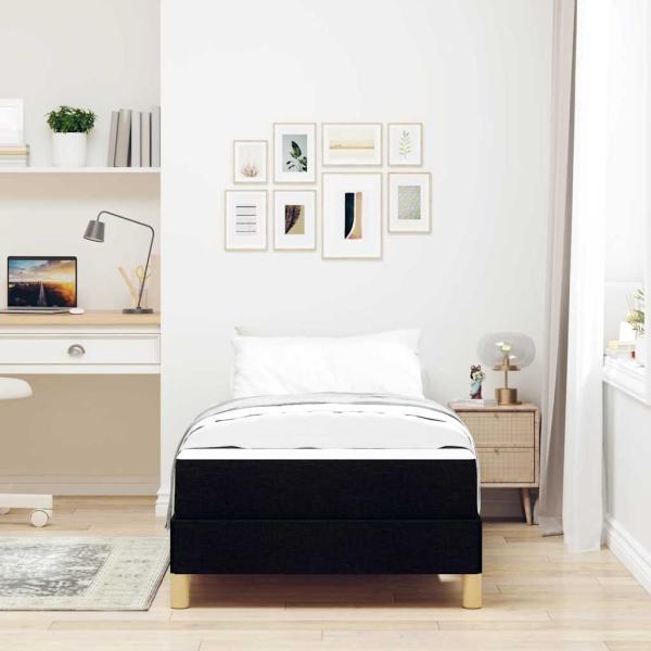 Boxspringbett Schwarz, Braun 90 x 190 cm Stoff, Ingenieurholz