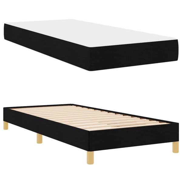 Boxspringbett Schwarz, Braun 90 x 190 cm Stoff, Ingenieurholz
