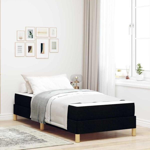 ARDEBO.de - Boxspringbett Schwarz, Braun 90 x 200 cm Stoff, Ingenieurholz