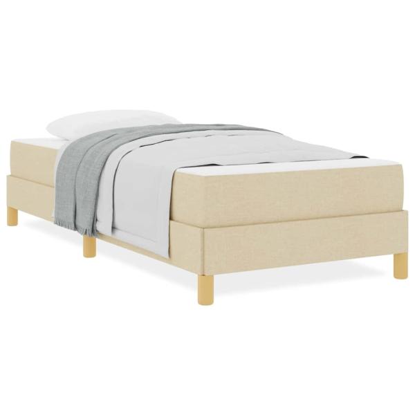 Boxspringbett Creme, Braun 100 x 200 cm Stoff, Ingenieurholz