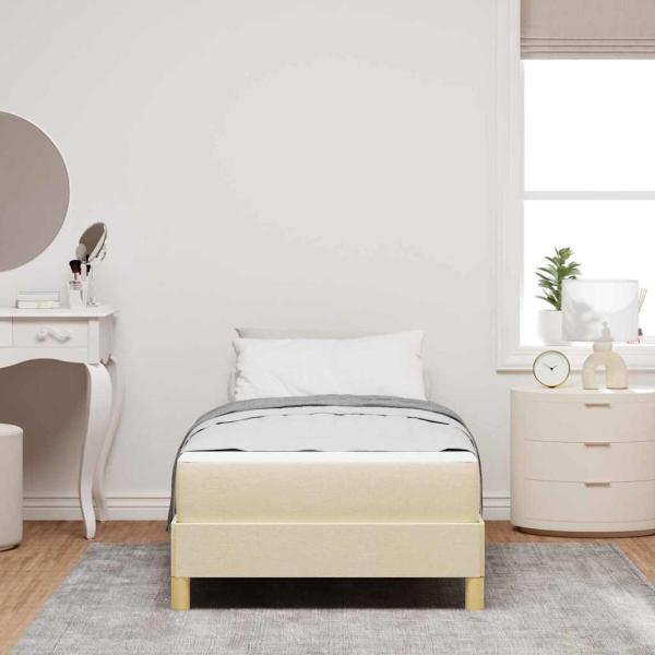 Boxspringbett Creme, Braun 100 x 200 cm Stoff, Ingenieurholz