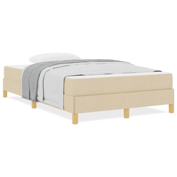 Boxspringbett Creme, Braun 120 x 200 cm Stoff, Ingenieurholz