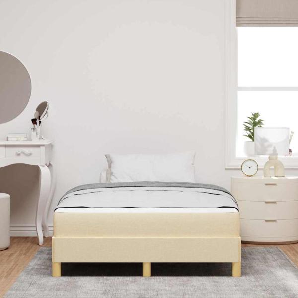 Boxspringbett Creme, Braun 120 x 200 cm Stoff, Ingenieurholz