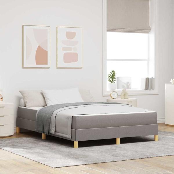 ARDEBO.de - Boxspringbett Taupe, Braun 140 x 200 cm Stoff, Ingenieurholz