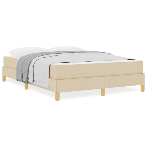 Boxspringbett Creme, Braun 140 x 200 cm Stoff, Ingenieurholz