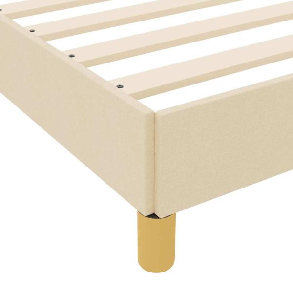 Boxspringbett Creme, Braun 140 x 200 cm Stoff, Ingenieurholz