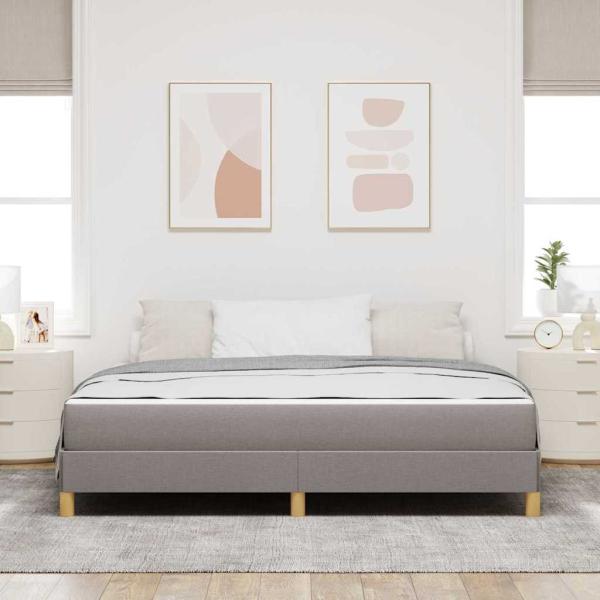 Boxspringbett Taupe, Braun 180 x 200 cm Stoff, Ingenieurholz