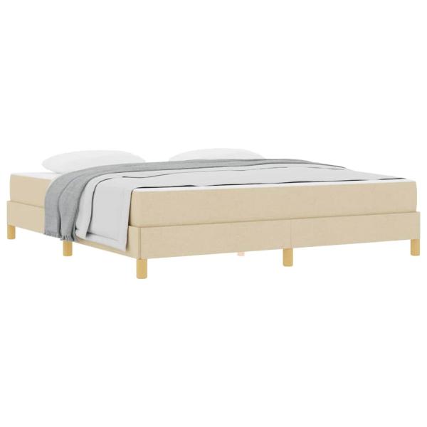 Boxspringbett Creme, Braun 180 x 200 cm Stoff, Ingenieurholz