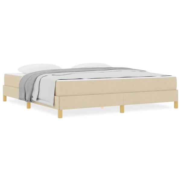 Boxspringbett Creme, Braun 180 x 200 cm Stoff, Ingenieurholz