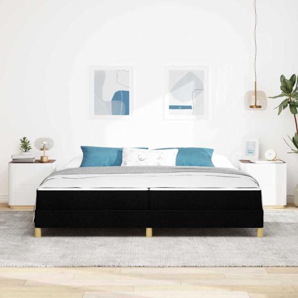 Boxspringbett Schwarz, Braun 200 x 200 cm Stoff, Ingenieurholz