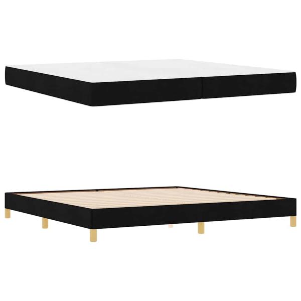 Boxspringbett Schwarz, Braun 200 x 200 cm Stoff, Ingenieurholz
