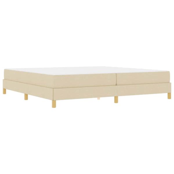 Boxspringbett Creme, Braun 200 x 200 cm Stoff, Ingenieurholz