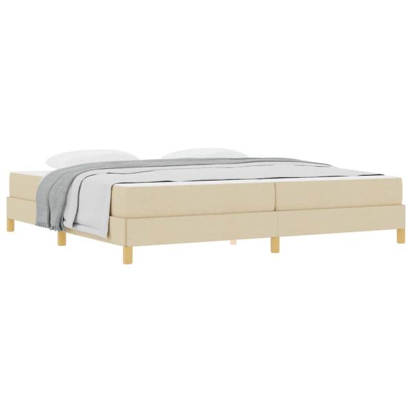 Boxspringbett Creme, Braun 200 x 200 cm Stoff, Ingenieurholz