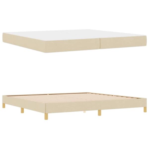 Boxspringbett Creme, Braun 200 x 200 cm Stoff, Ingenieurholz