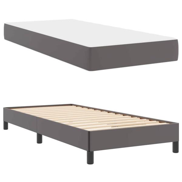 Bett Sonstiges Grau 100 x 200 cm Kunstleder