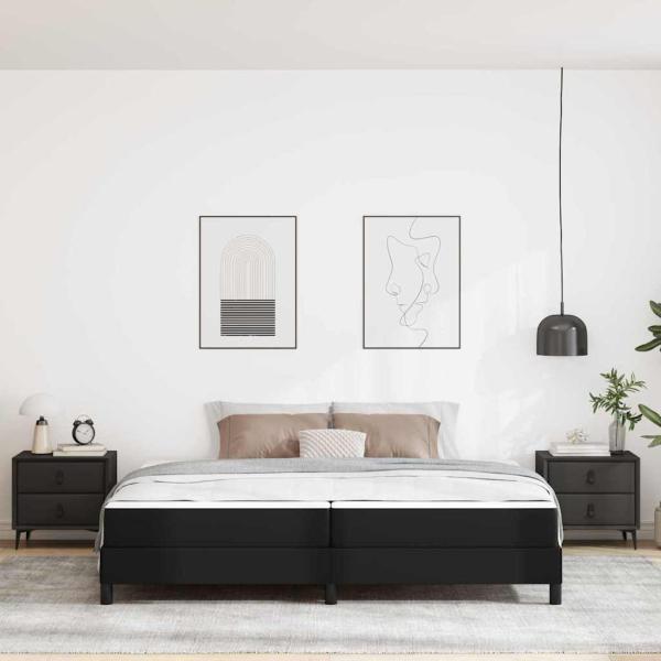 Bett Sonstiges Schwarz 200 x 200 cm Kunstleder