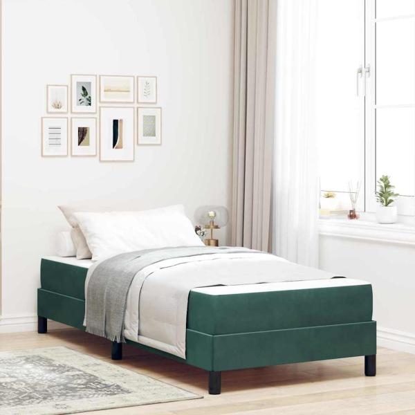 ARDEBO.de - Boxspringbett mit Matratze Dunkelgrün 80 x 200 cm Samt