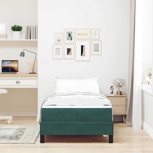 Boxspringbett mit Matratze Dunkelgrün 80 x 200 cm Samt