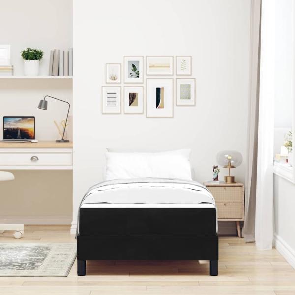 Boxspringbett mit Matratze Schwarz 90 x 190 cm Samt