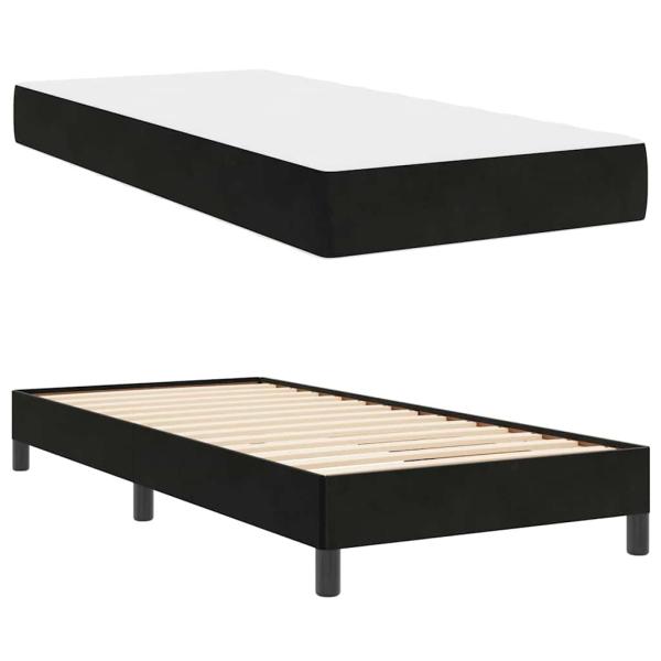 Boxspringbett mit Matratze Schwarz 90 x 190 cm Samt