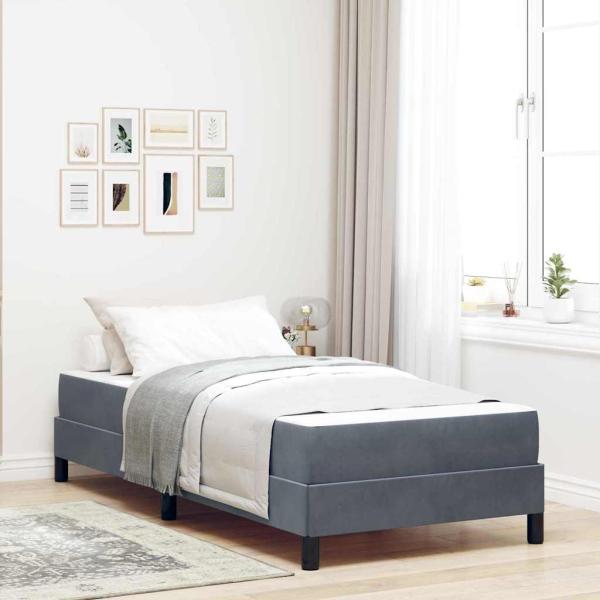 ARDEBO.de - Boxspringbett mit Matratze Dunkelgrau 90 x 200 cm Samt